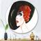 Designart - Red Head Lady In Hat Portrait of Woman - Modern Metal Circle Wall Art